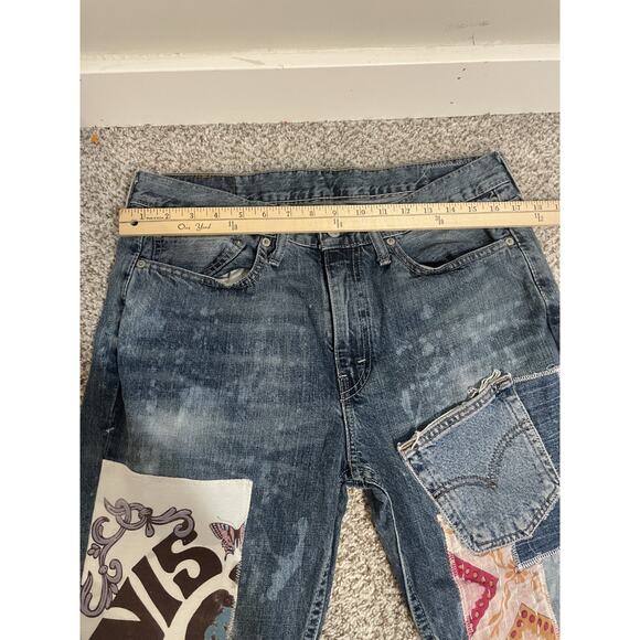 Levi’s 514 x The Bunny Stitch Co. Straight Leg 34x30 Janis Joplin Patchwork - Picture 11 of 12